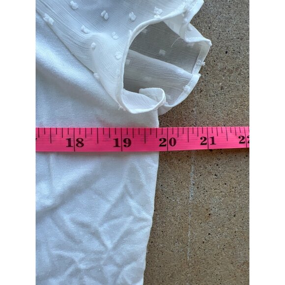 Daniel Rainn White Swiss Dot Short Sleeve Blouse  Womens M Q3 - Picture 3 of 5